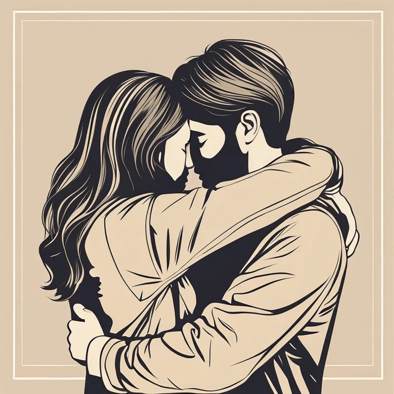 couple hugging, minimal, faceless, vector art, pastele colors