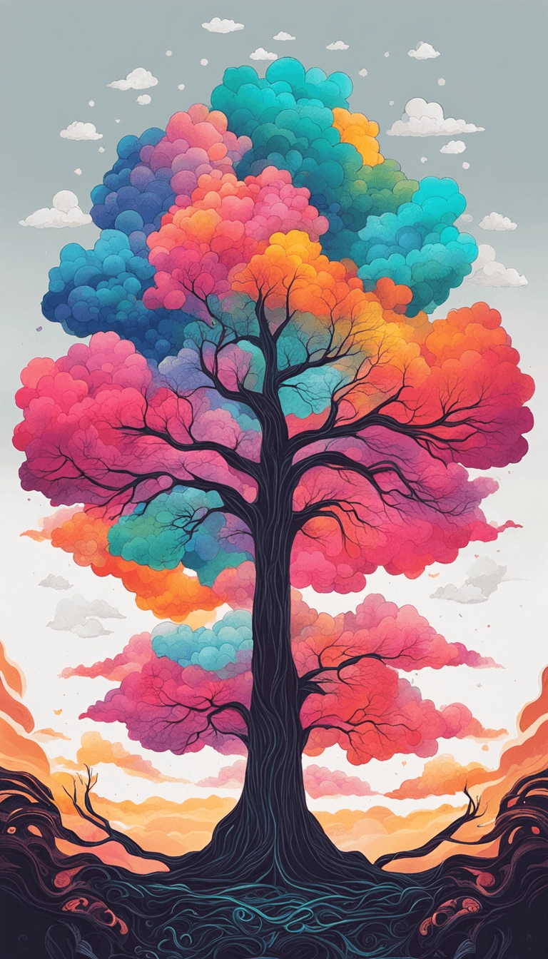 colorful clouds as a tree
